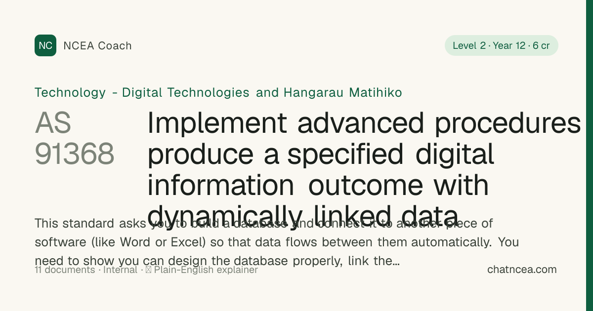 AS 91368 — Implement advanced procedures to produce a specified digital ...