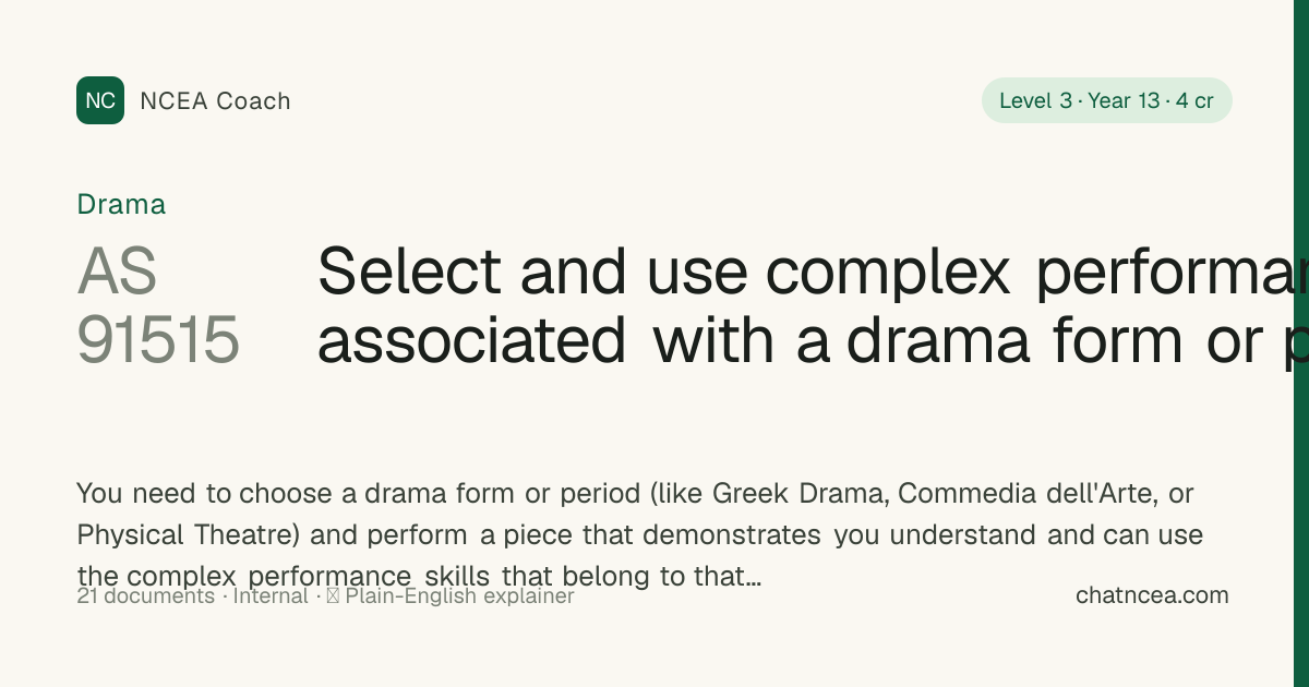 AS 91515 — Select and use complex performance skills associated with a ...